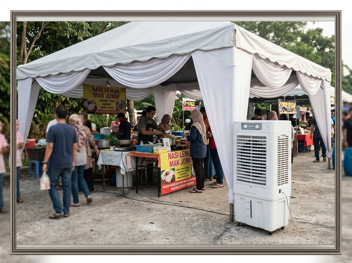 An open-air event canopy