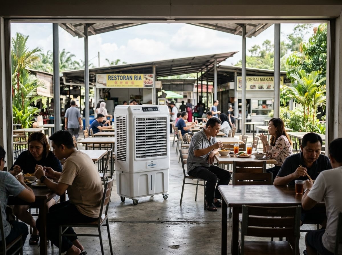 A shared open-air food court