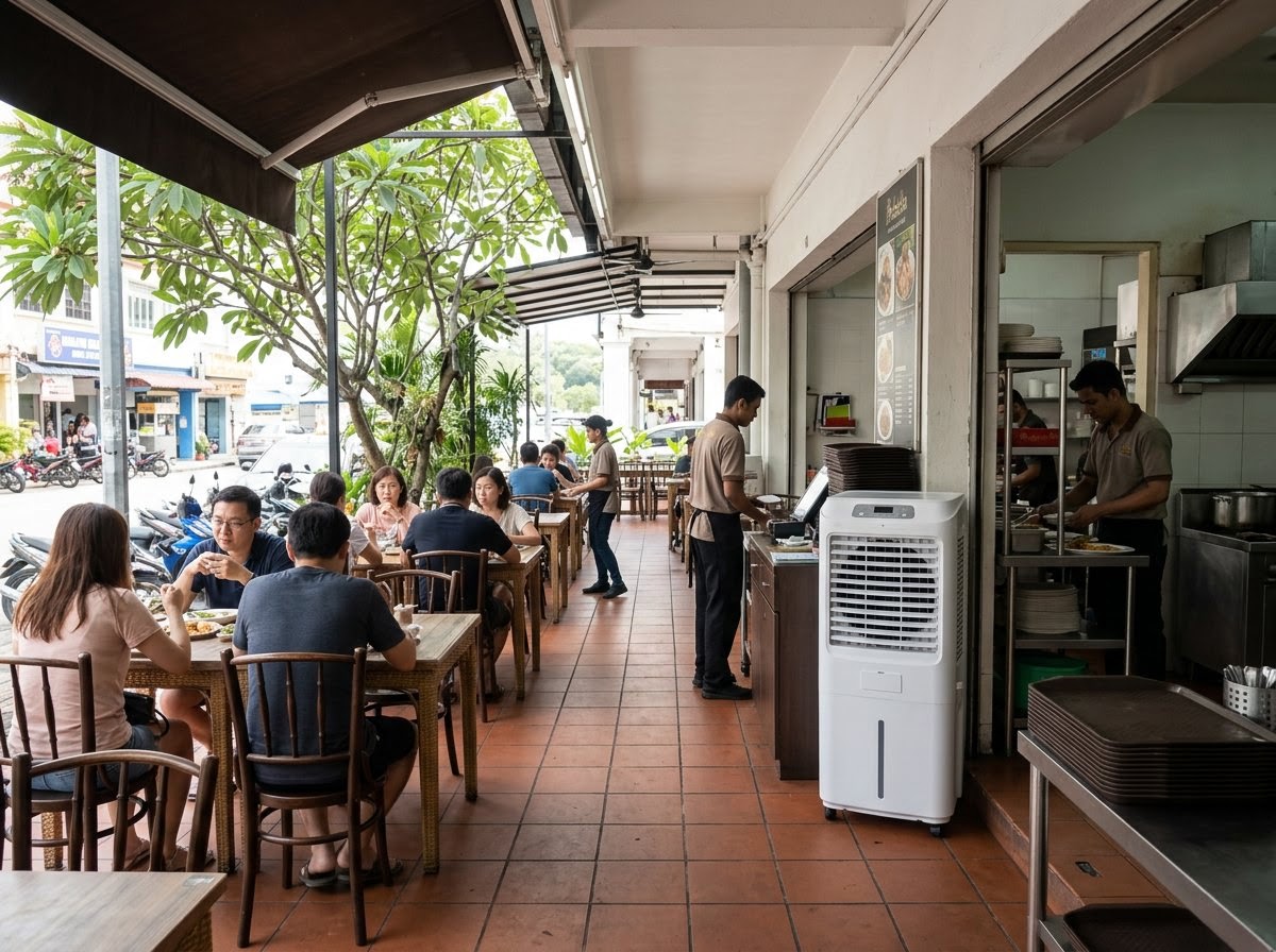 A semi-open restaurant terrace
