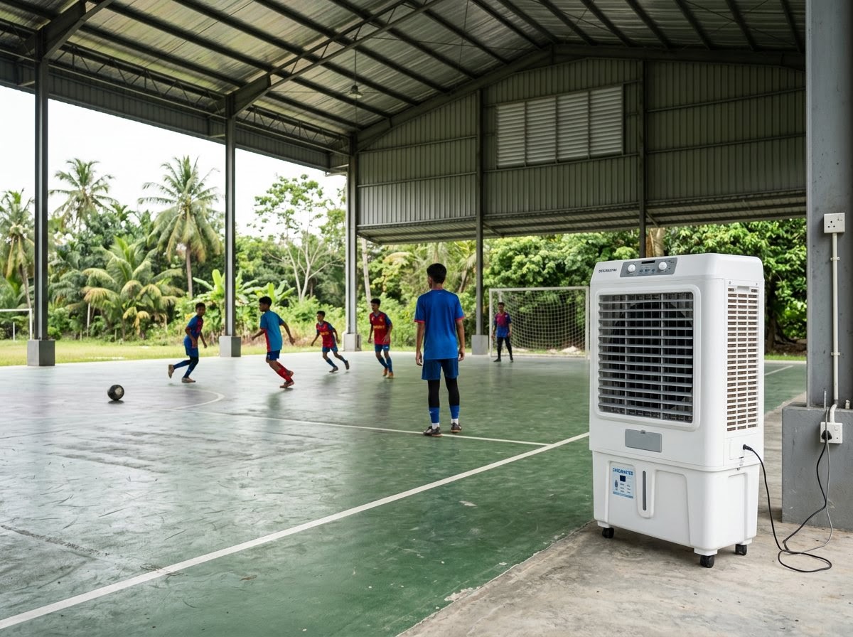 An open-sided sports hall